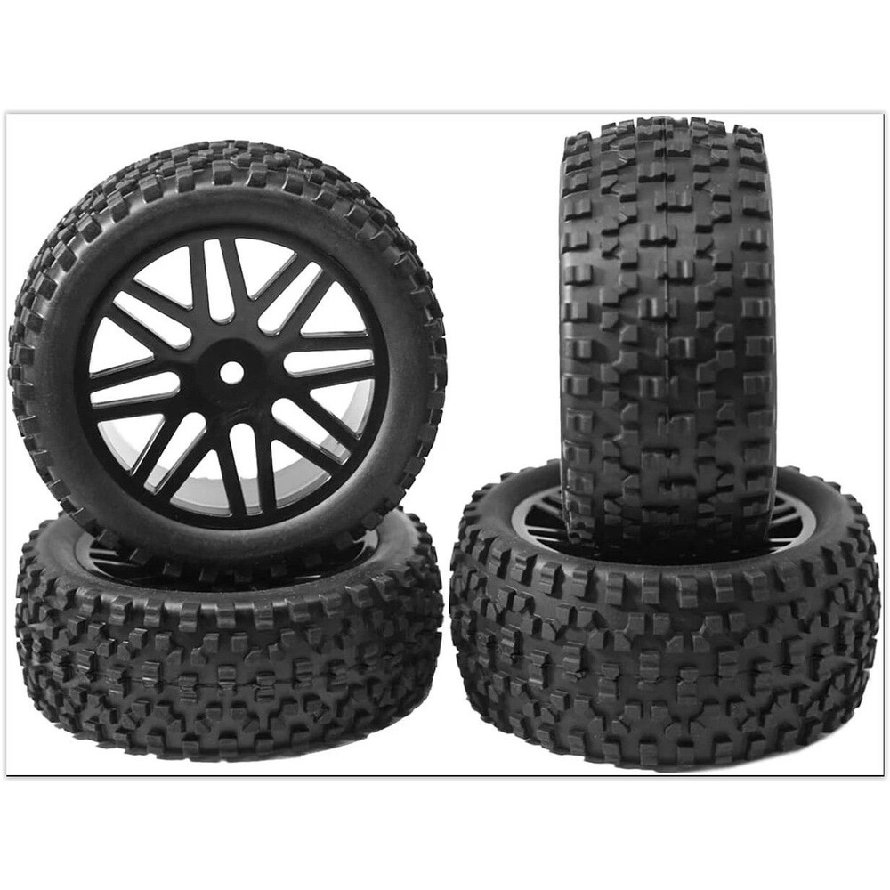 Set of 4/12mm Hex Wheel Rims Rubber Tires 88mm for 1/10 RC Off-Road Car Truck